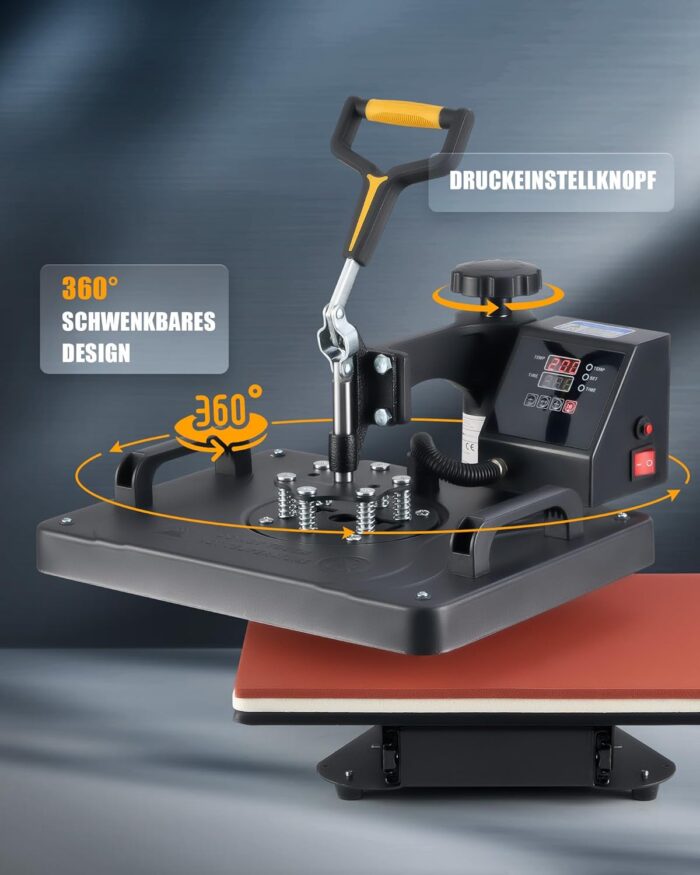 CREWORKS Transferpresse 11 in 1 Hitzepresse 38x30cm Hitzepressemaschine Multifunktionale Heißpressmaschine Wärmepresse für T-Shirts Schuhen Tassen Hüten Stiften Baseballs Tellern