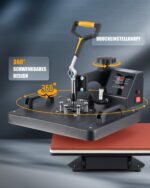 CREWORKS Hitzepresse Transferpresse 1250W Heat Press Heißpresse 360 Grad Schwenkbar DIY Mulitifunktional Sublimation Wärmepresse (38x30cm 8 in 1)