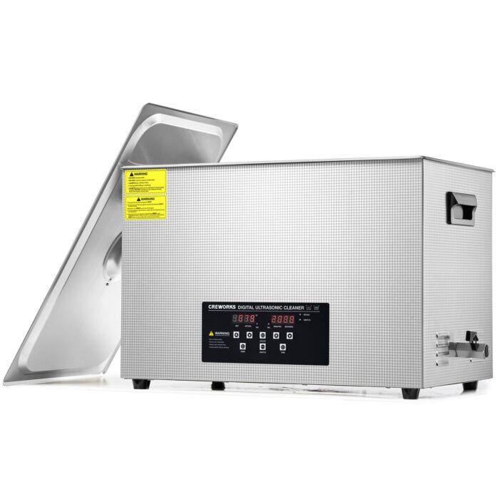 CREWORKS Profi Ultraschallreinigungsgerät 30L (Echtes Volumen) mit Degas & Soft-Modus, Ultraschallreiniger Edelstahl mit Heizung & Timer, für Brillen, Schmuck, Uhren, Gebiss & Münzen, inkl. Korb