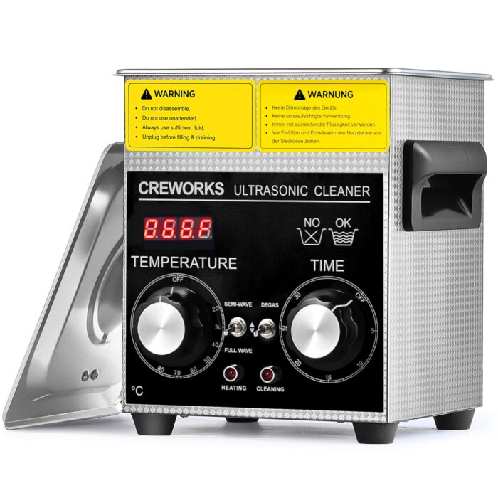 CREWORKS Ultraschallreinigungsgerät Edelstahl 15L Ultraschallreiniger 360W mit Heizung Timer Degas & Soft-Modus für Zahnprothesen Schmuck Brillen Uhren Gläser Ultraschall-Reinigungsgerät mit Knöpfen
