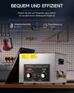 CREWORKS Ultraschallreinigungsgerät Edelstahl 15L Ultraschallreiniger 360W mit Heizung Timer Degas & Soft-Modus für Zahnprothesen Schmuck Brillen Uhren Gläser Ultraschall-Reinigungsgerät mit Knöpfen