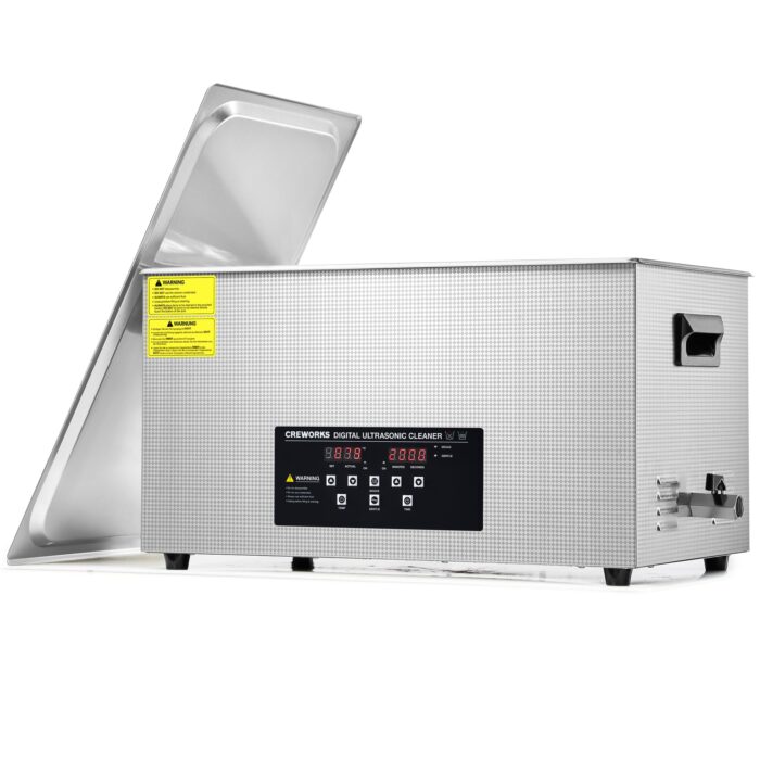 CREWORKS Profi Ultraschallreinigungsgerät 30L (Echtes Volumen) mit Degas & Soft-Modus, Ultraschallreiniger Edelstahl mit Heizung & Timer, für Brillen, Schmuck, Uhren, Gebiss & Münzen, inkl. Korb
